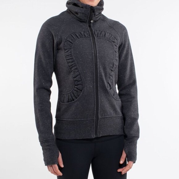 Lululemon Cuddle Up Jacket Heathered Black / Black Sparkle Size 6 - Picture 12 of 14